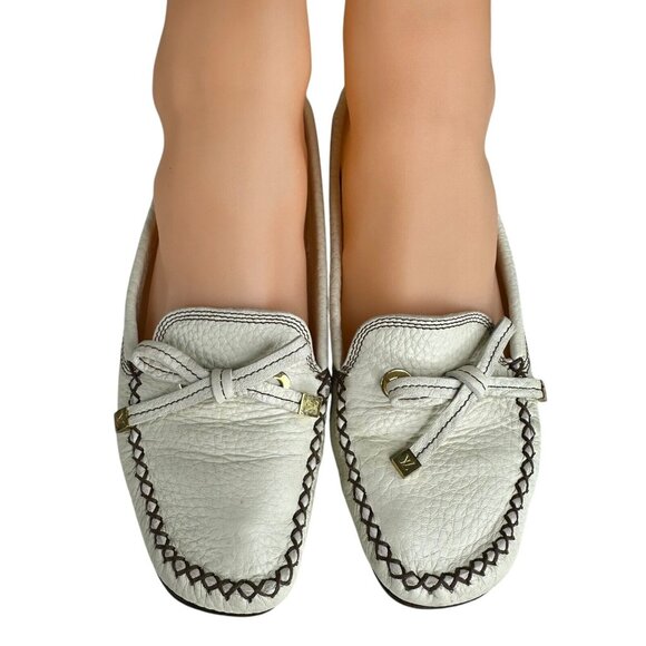 Louis Vuitton Gloria Shoes Flat Loafers Ivory US 6.5 EU 36.5 Leather Bow Logo - Picture 2 of 15
